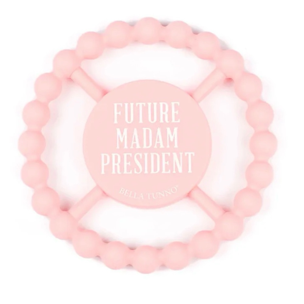 NWOT Bella Tunno Pink Future Madam President Teether, Happy Teether